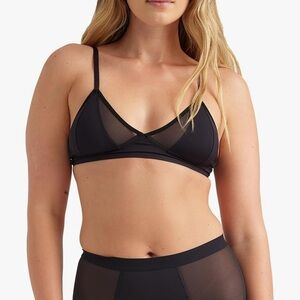 Mesh Bralette for Women Light Support Adjustable Strap Black Bralette